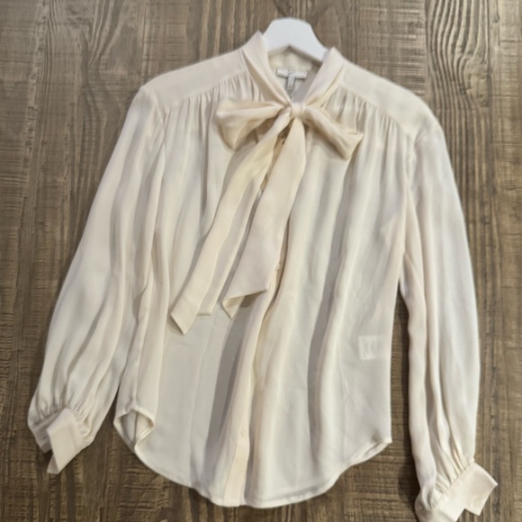 Joie Silk Long Sleeve Tie Neck Blouse. - Picture 3 of 8